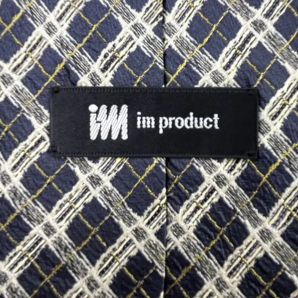 Issey Miyake IM Product 100% Silk Necktie Tie Blue Textured Geometric